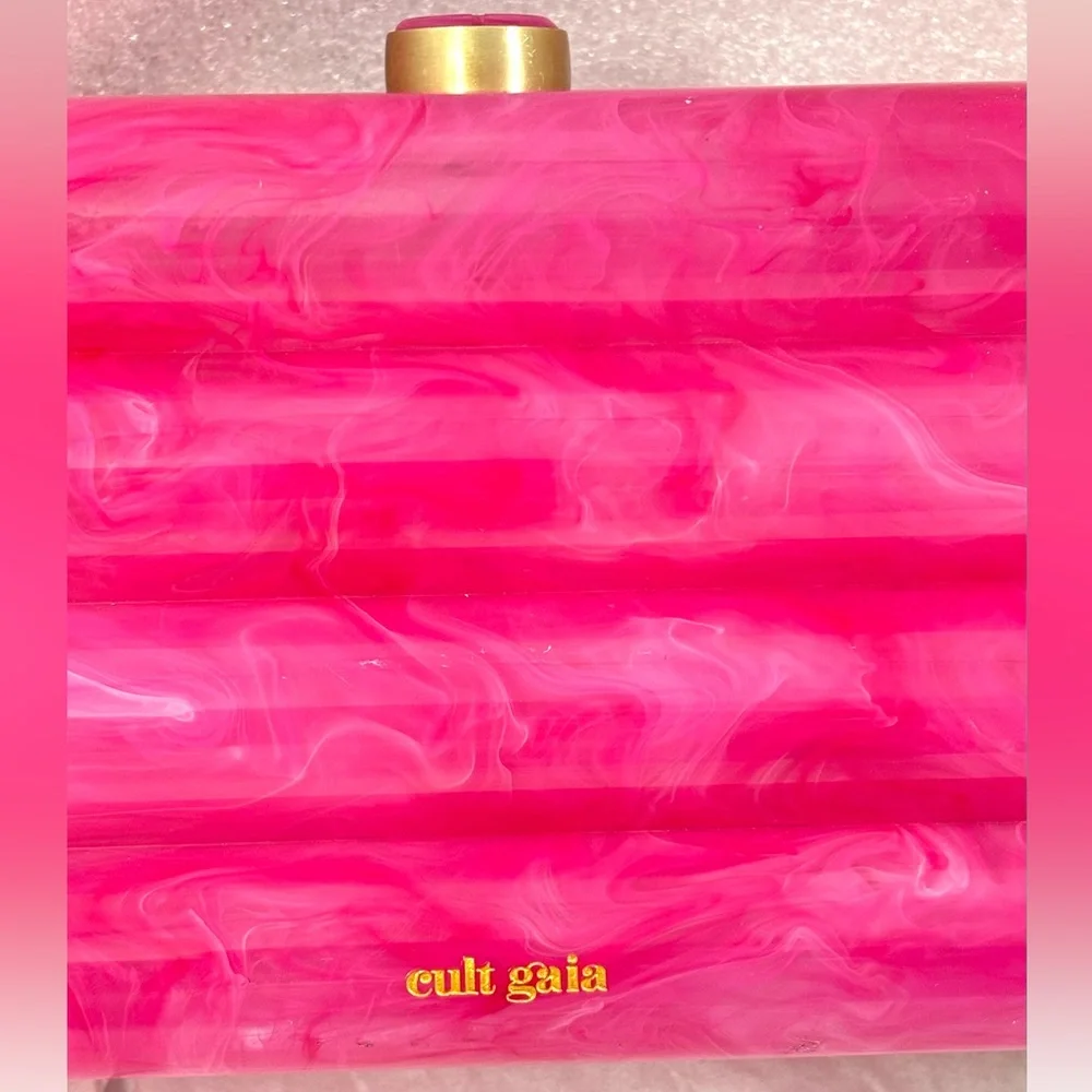cult gaia Pink Marbled Enid Box Clutch